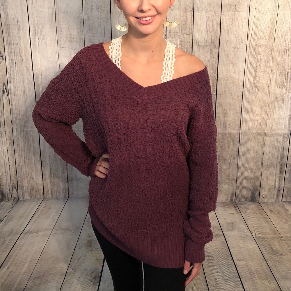 Eggplant popcorn sweater